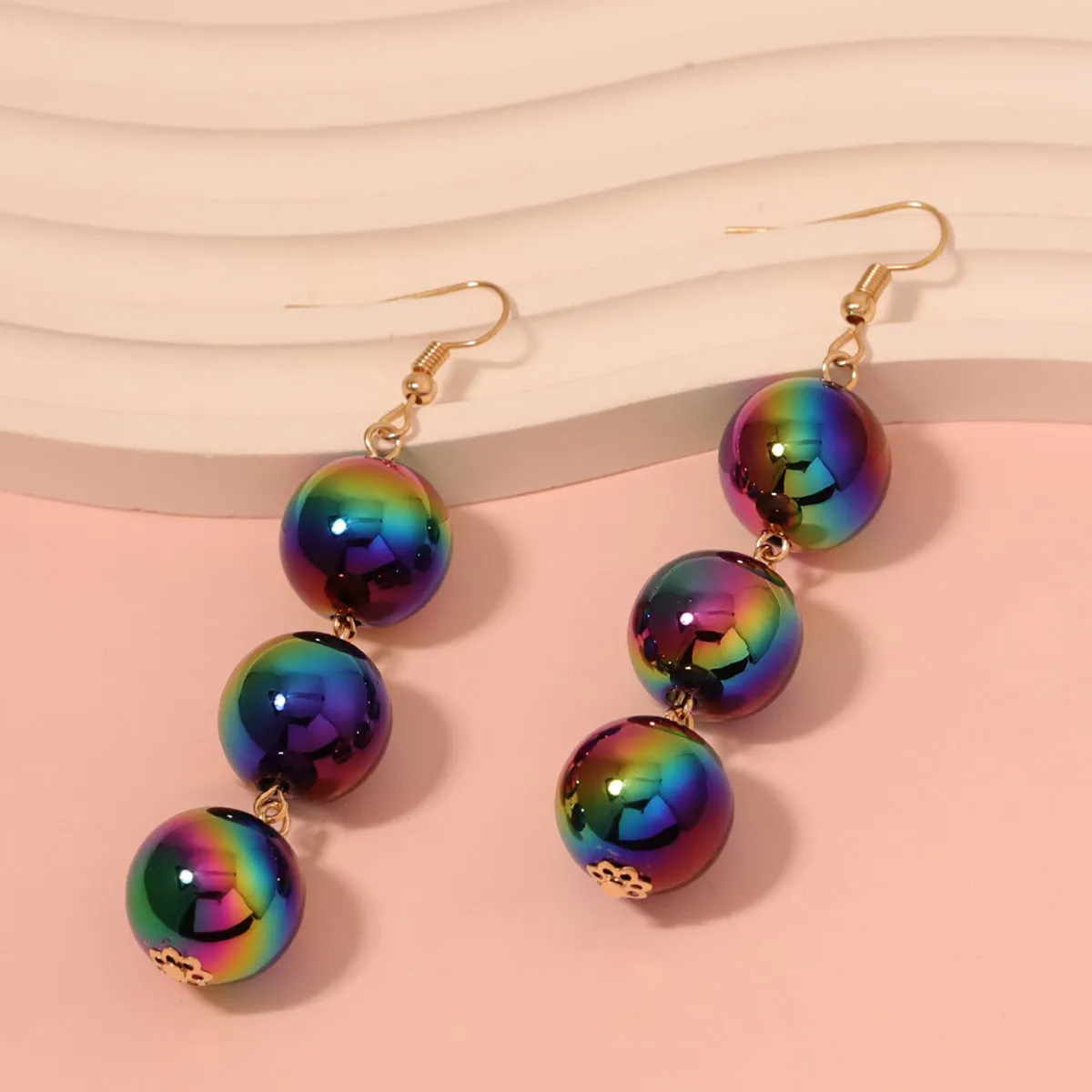 Wholesale Resin Colorful Ball Long Spliced Earrings