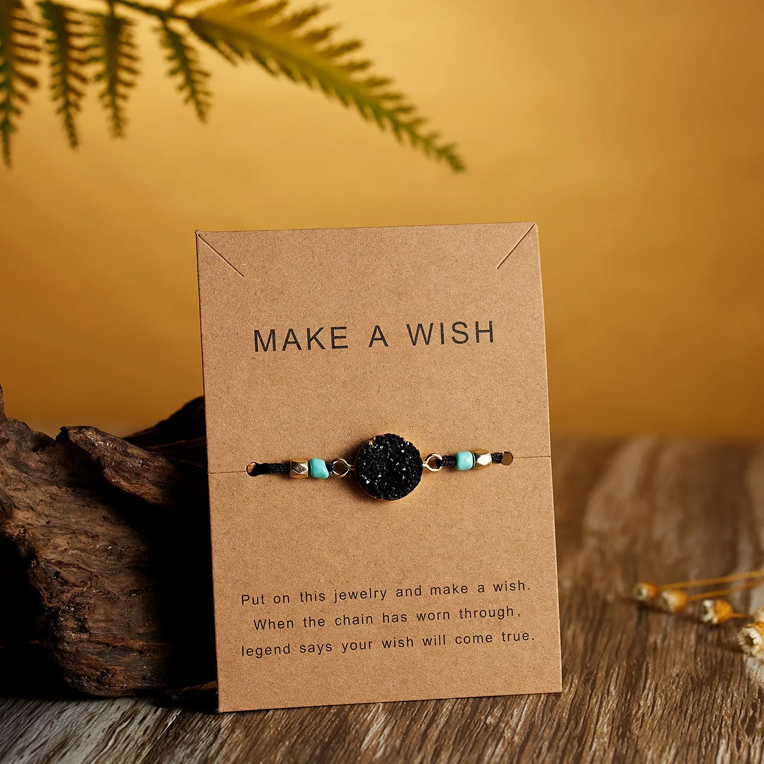 Wholesale Resin Imitation Natural Stone Handwoven Paper Card Bracelet