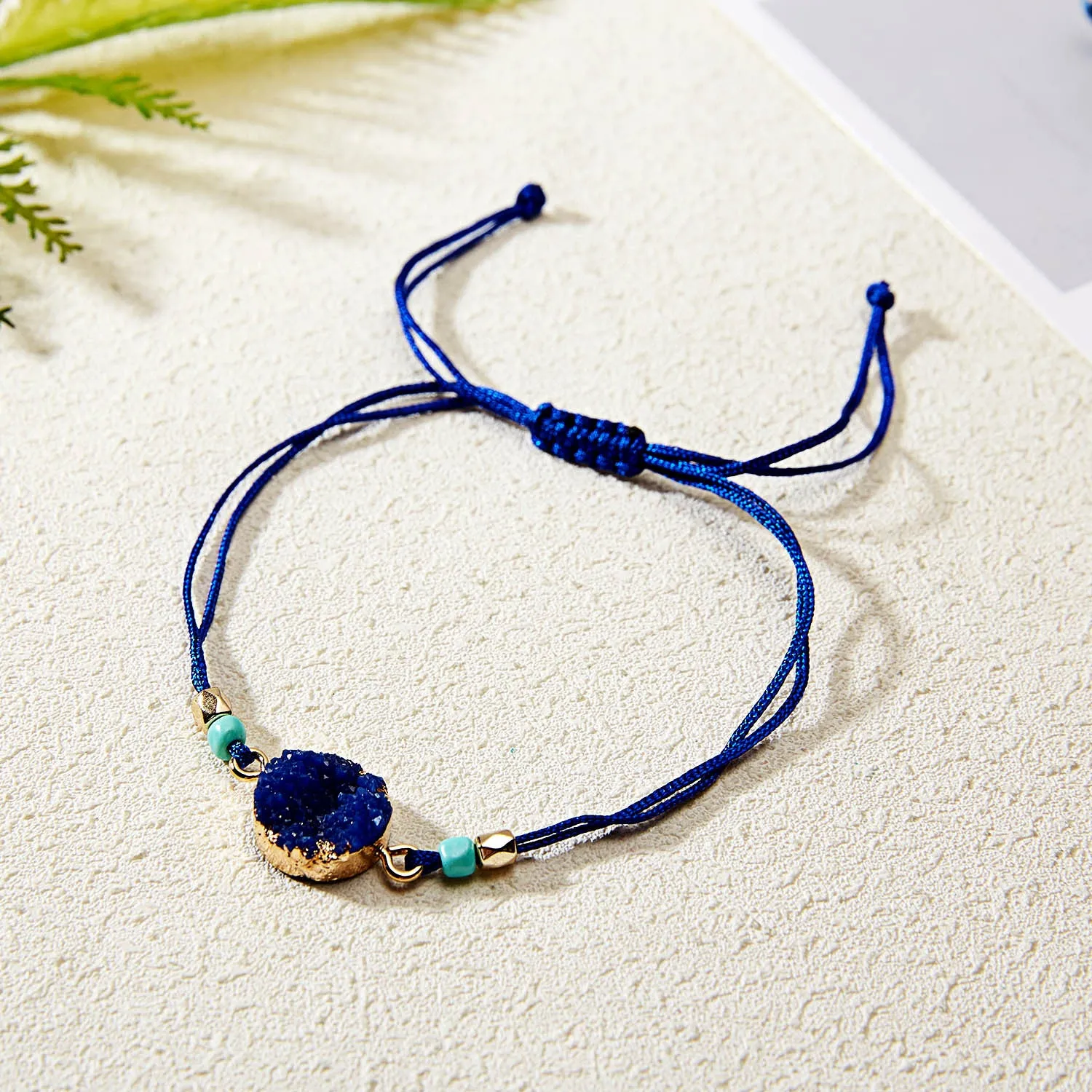 Wholesale Resin Imitation Natural Stone Handwoven Paper Card Bracelet
