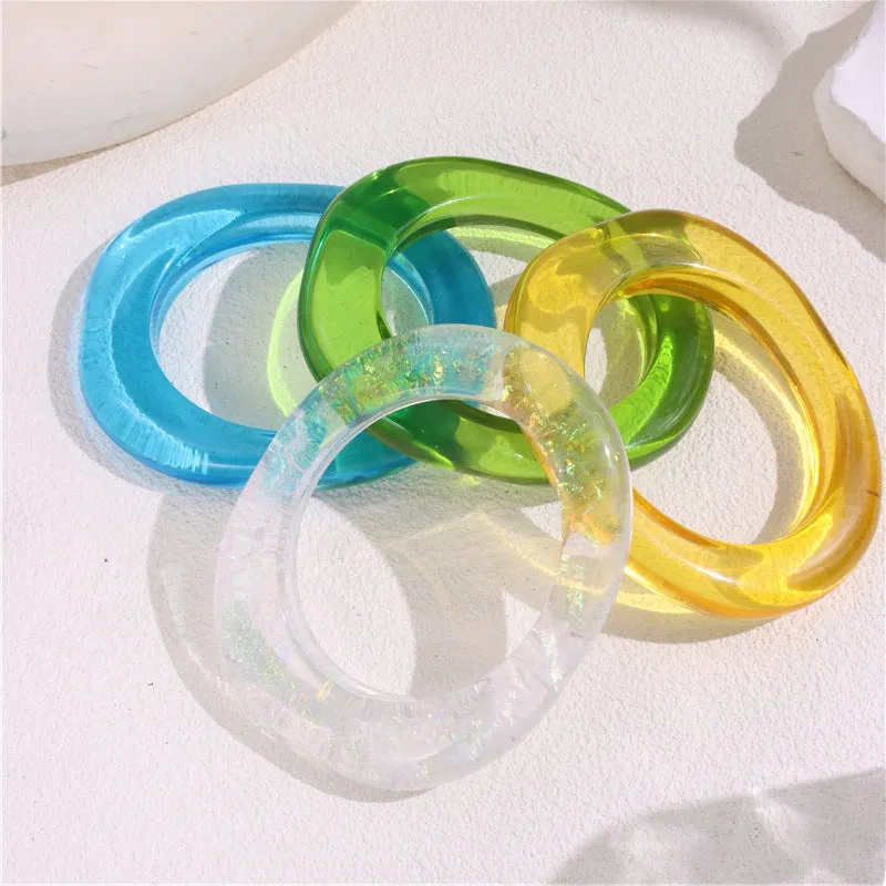 Wholesale Resin oval transparent bracelet Exaggerated design personality translucent oval fashionable bracelet