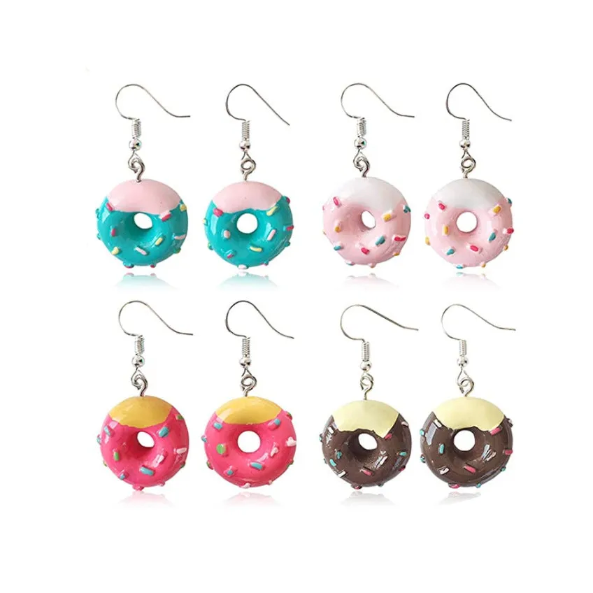 Wholesale Resin Simulation Cake Dessert Donut Earrings Set