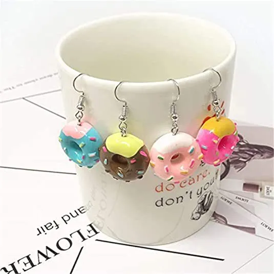 Wholesale Resin Simulation Cake Dessert Donut Earrings Set