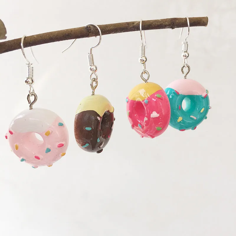 Wholesale Resin Simulation Cake Dessert Donut Earrings Set