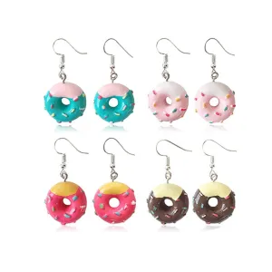 Wholesale Resin Simulation Cake Dessert Donut Earrings Set