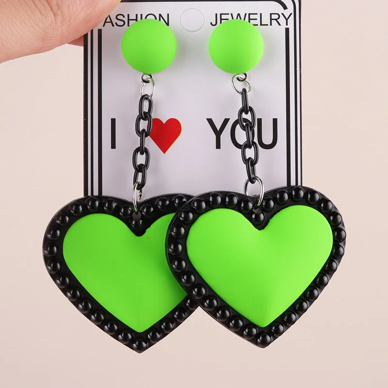 Wholesale Retro 3D Colorful Heart Acrylic Earrings