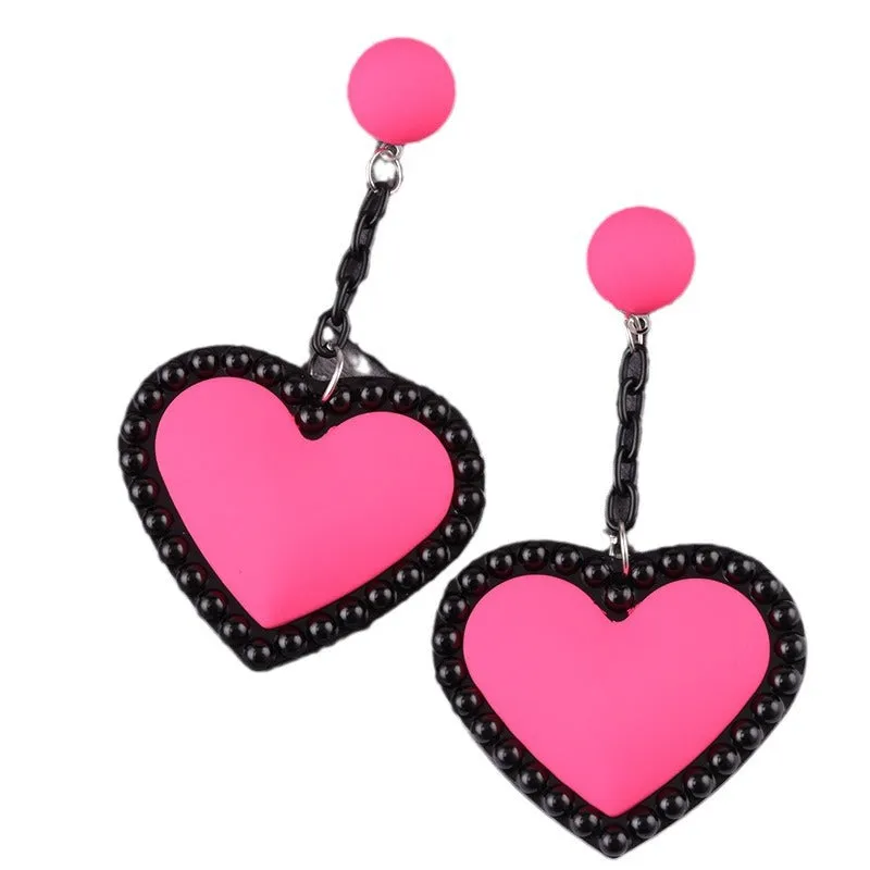 Wholesale Retro 3D Colorful Heart Acrylic Earrings