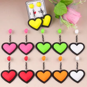 Wholesale Retro 3D Colorful Heart Acrylic Earrings