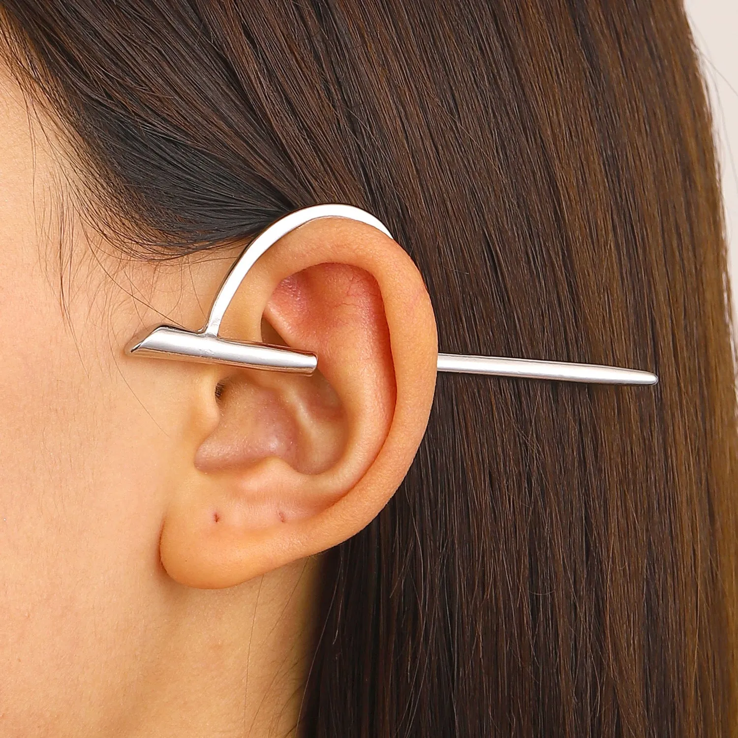 Wholesale Retro C-shaped Straight Ear Clip Without Ear Hole Alloy Ear Bone Clip