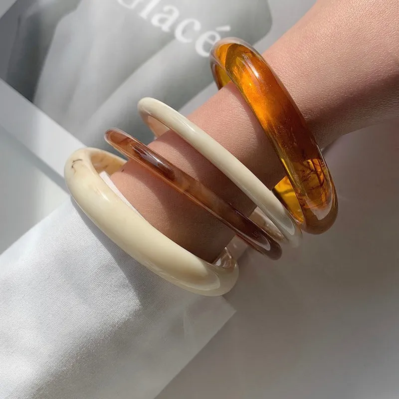 Wholesale Retro cold style acetate amber pattern acrylic bracelet