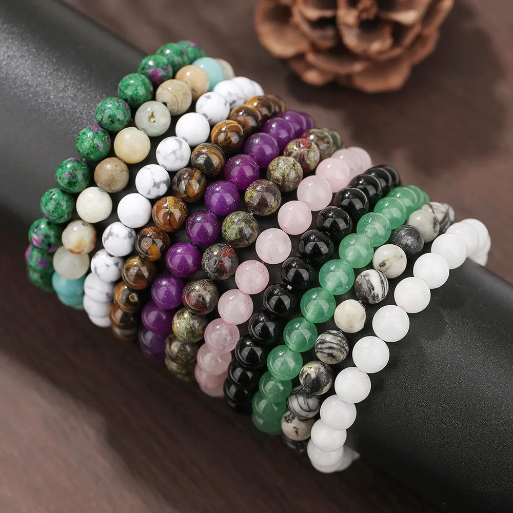 Wholesale Retro ethnic style beaded tiger eye rose quartz black agate bracelet