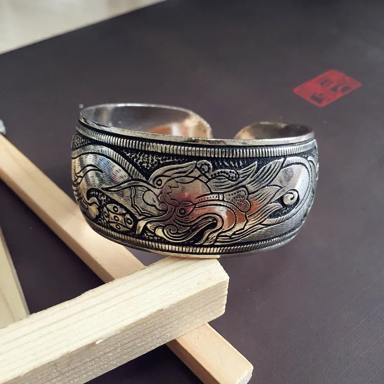 Wholesale Retro Ethnic Style Silver Bracelet