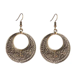 Wholesale Retro ethnic style totem pattern round hollow earrings