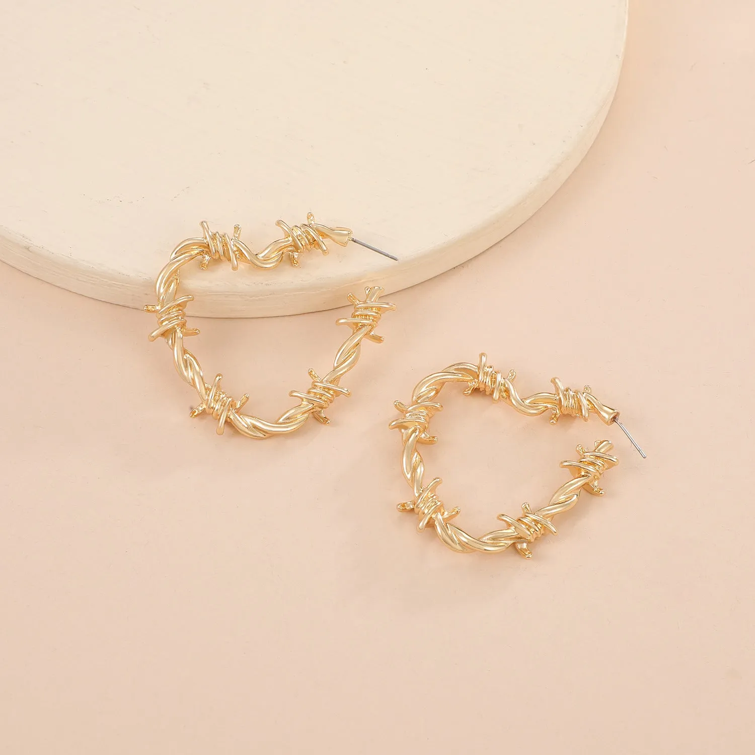Wholesale Retro Exaggerated Cold Wind Thorn Love Earrings