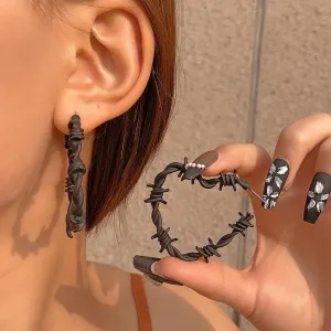 Wholesale Retro Exaggerated Cold Wind Thorn Love Earrings