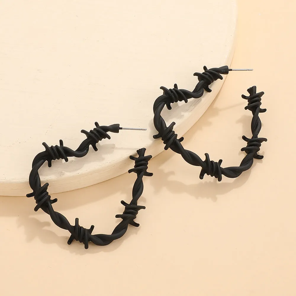 Wholesale Retro Exaggerated Cold Wind Thorn Love Earrings