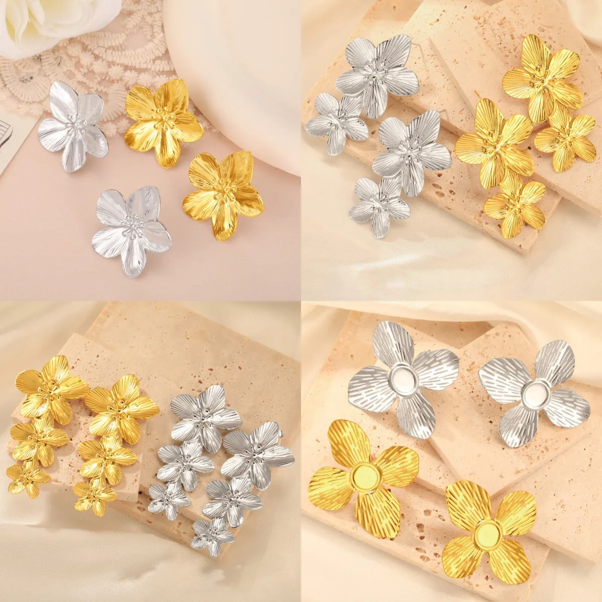 Wholesale Retro exaggerated design petal earrings for women