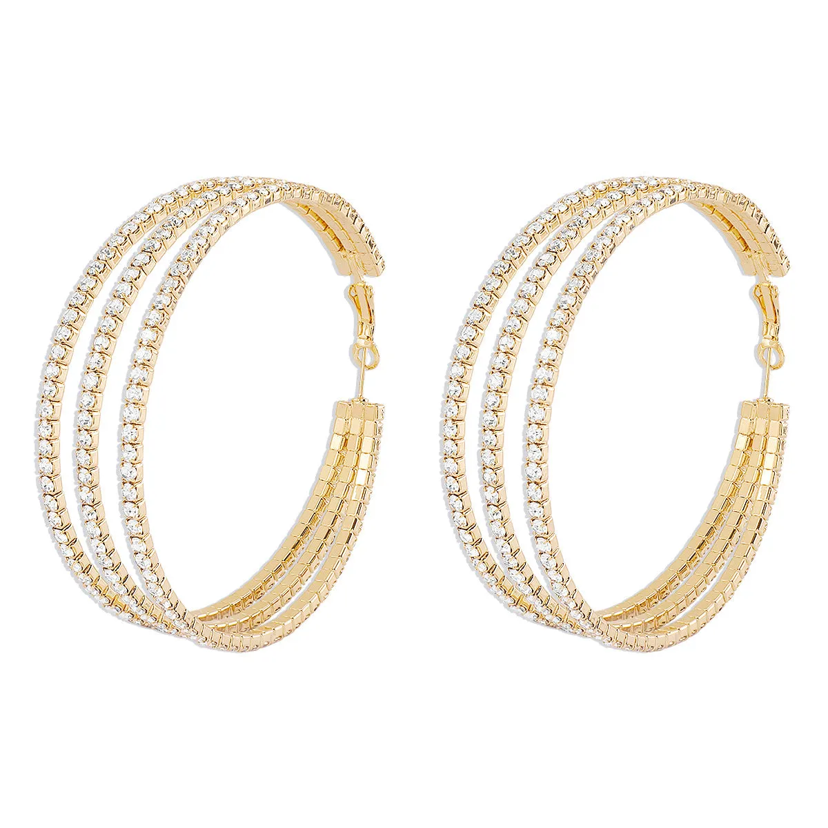 Wholesale Retro Exaggerated Multi-layered Circle Full Diamond Earrings