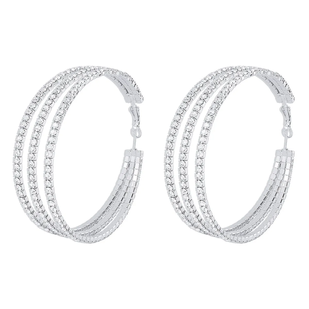 Wholesale Retro Exaggerated Multi-layered Circle Full Diamond Earrings