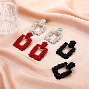 Wholesale Retro Exaggerated Square Frosted Alloy Earrings