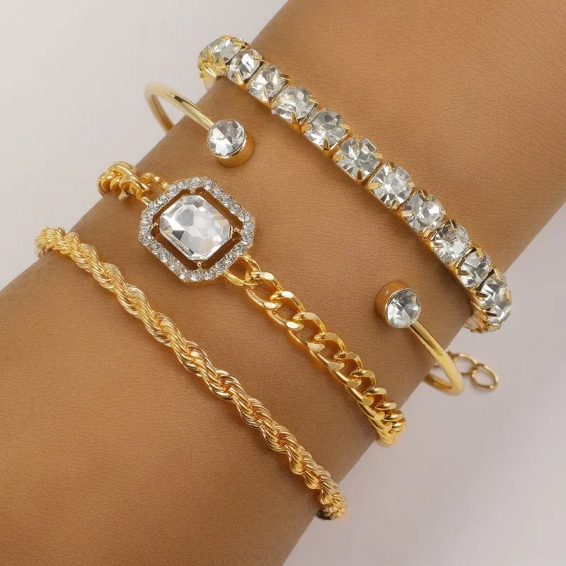 Wholesale Retro Fried Dough Twists Alloy Bracelet Suit
