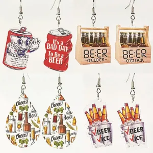 Wholesale Retro Fun Cute Ice Beer Transparent Water Drop Earrings