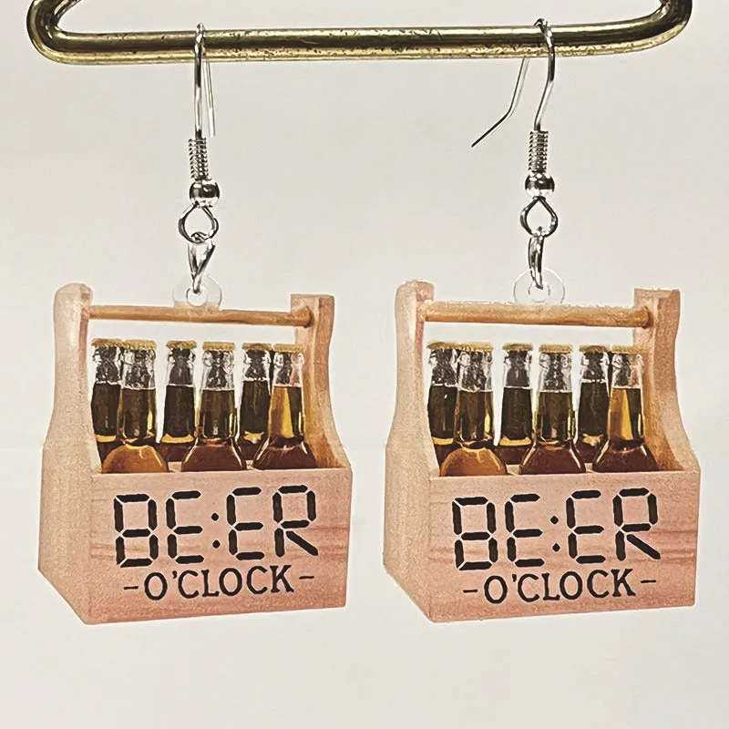 Wholesale Retro Fun Cute Ice Beer Transparent Water Drop Earrings