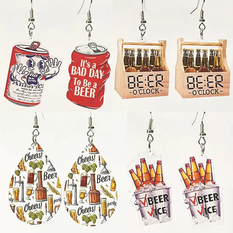Wholesale Retro Fun Cute Ice Beer Transparent Water Drop Earrings