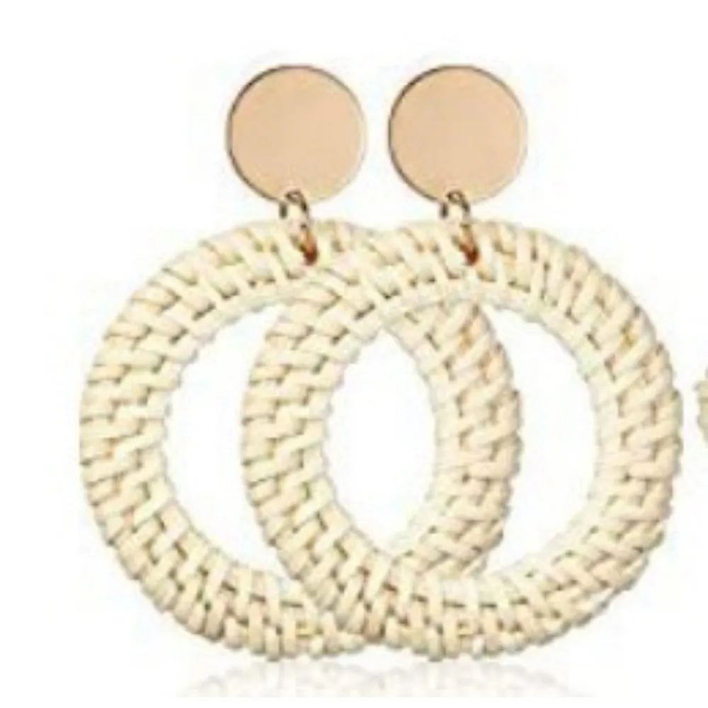 Wholesale Retro Geometric Beach Holiday Exaggerated Rattan Earrings