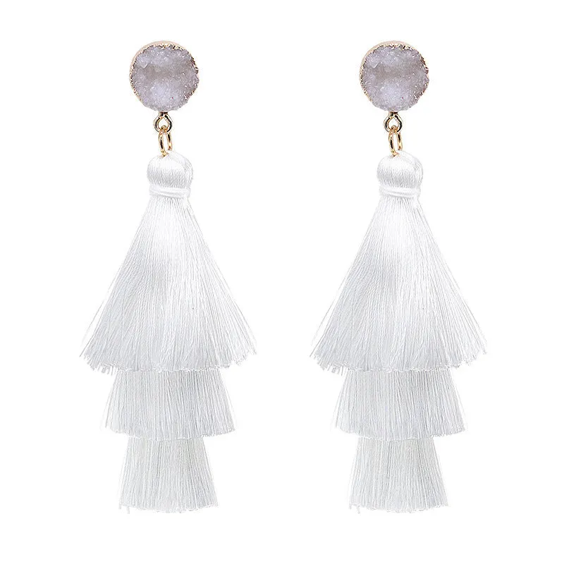 Wholesale Retro Geometric Beach Holiday Exaggerated Rattan Earrings