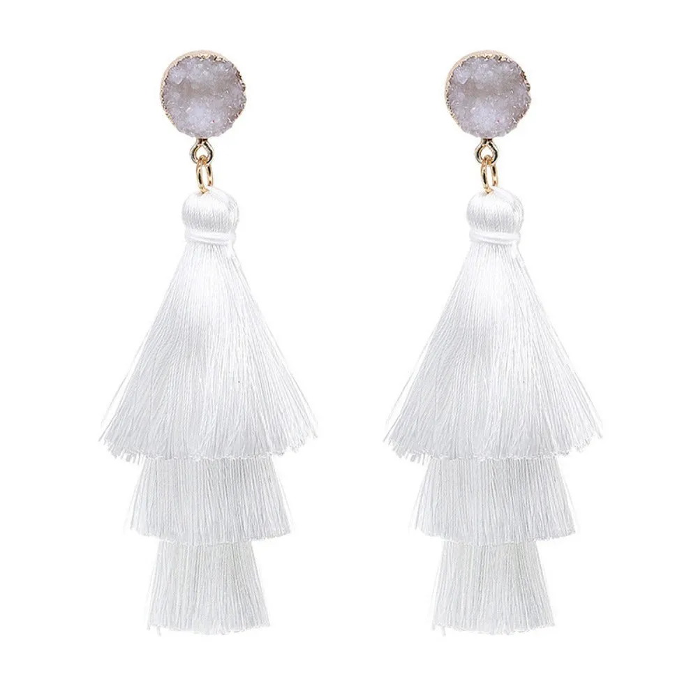 Wholesale Retro Geometric Beach Holiday Exaggerated Rattan Earrings