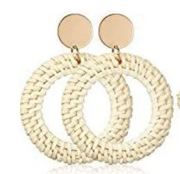 Wholesale Retro Geometric Beach Holiday Exaggerated Rattan Earrings