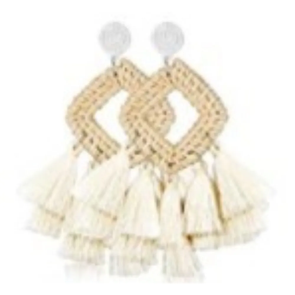 Wholesale Retro Geometric Beach Holiday Exaggerated Rattan Earrings