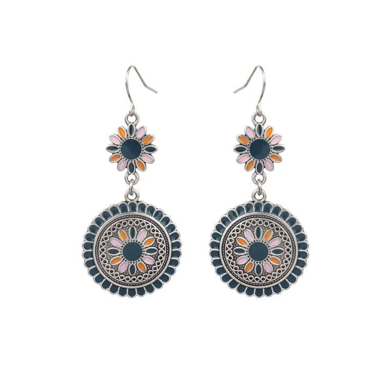Wholesale Retro Geometric Leaf Rice Beads Fashion Earrings