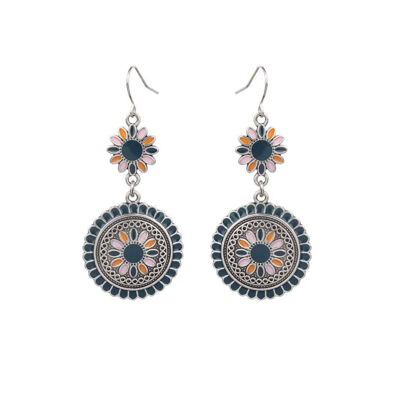 Wholesale Retro Geometric Leaf Rice Beads Fashion Earrings