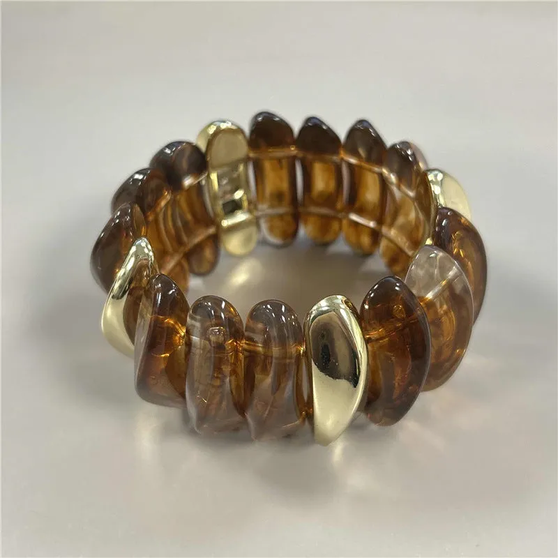 Wholesale Retro Geometric Round Smudged Transparent Bracelet