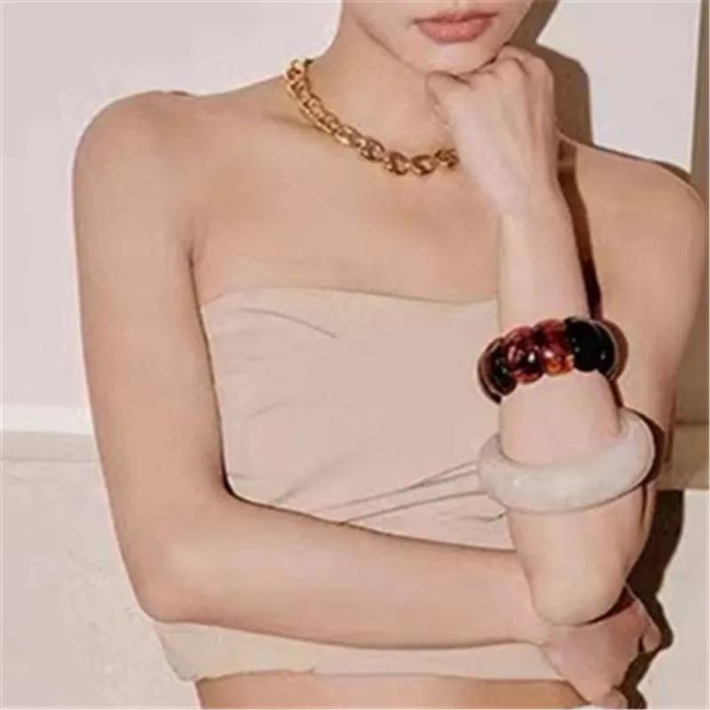 Wholesale Retro Geometric Round Smudged Transparent Bracelet