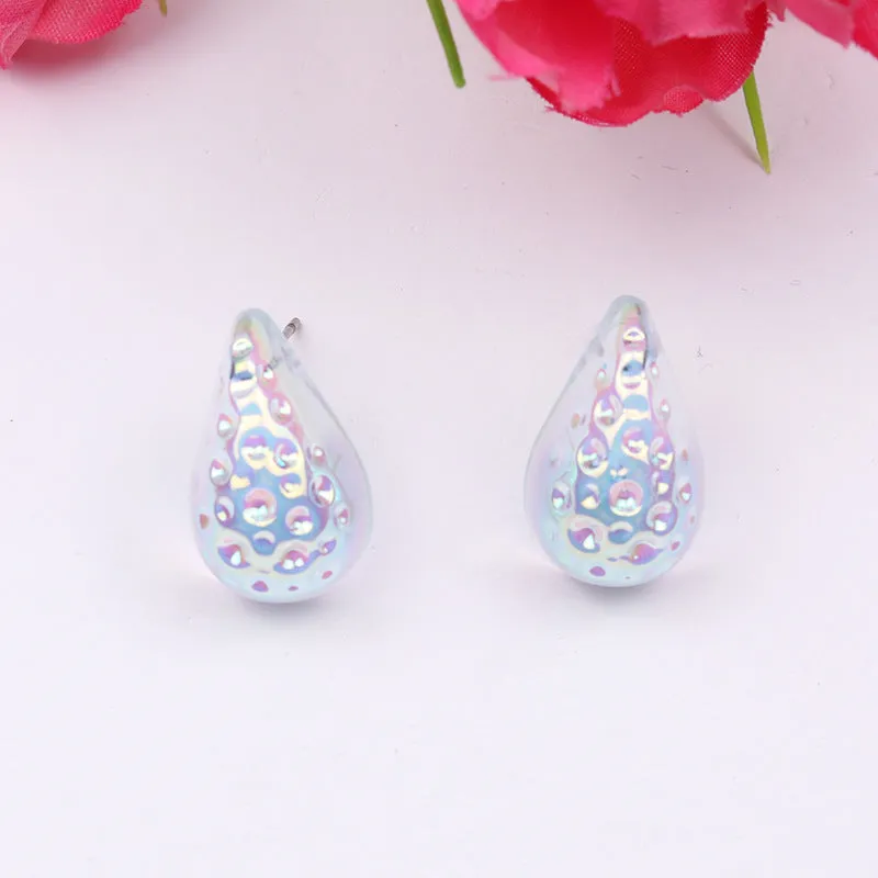 Wholesale Retro High-end Water Drop Acrylic Color Hammered Earrings