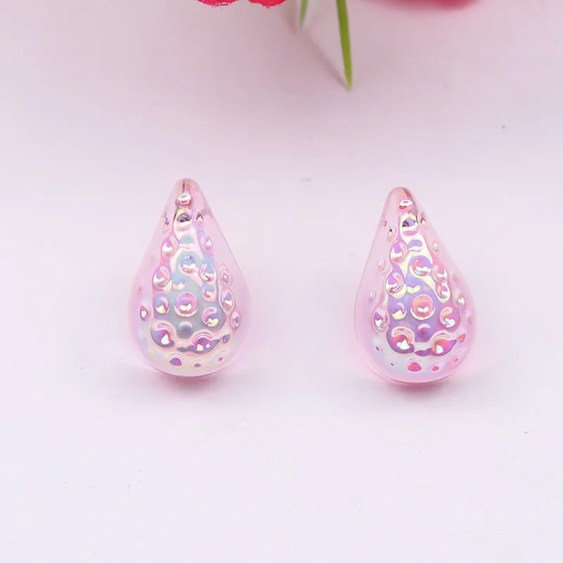 Wholesale Retro High-end Water Drop Acrylic Color Hammered Earrings