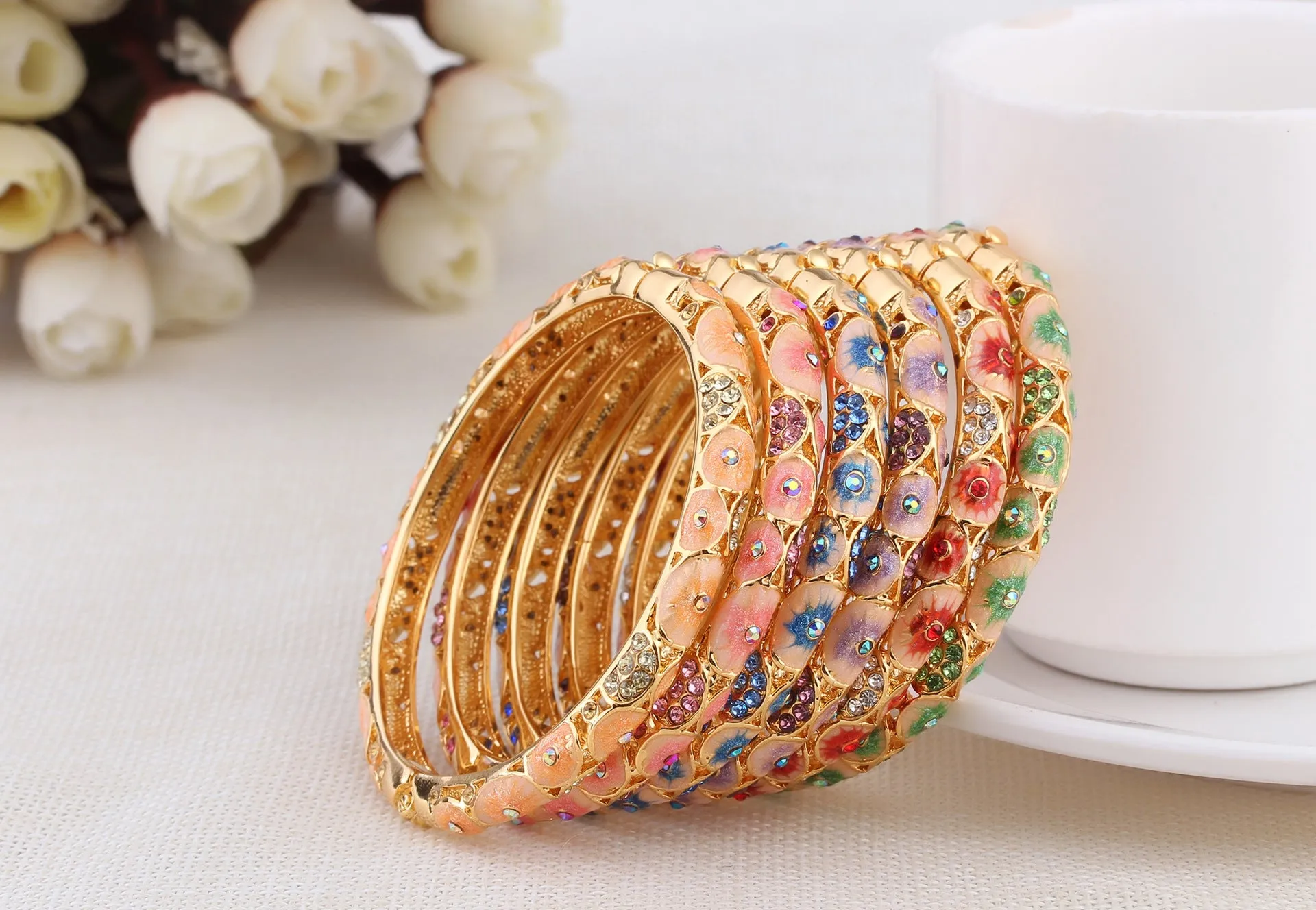 Wholesale  Retro Hollow Enamel Gold-plated  Cloisonne Bracelet