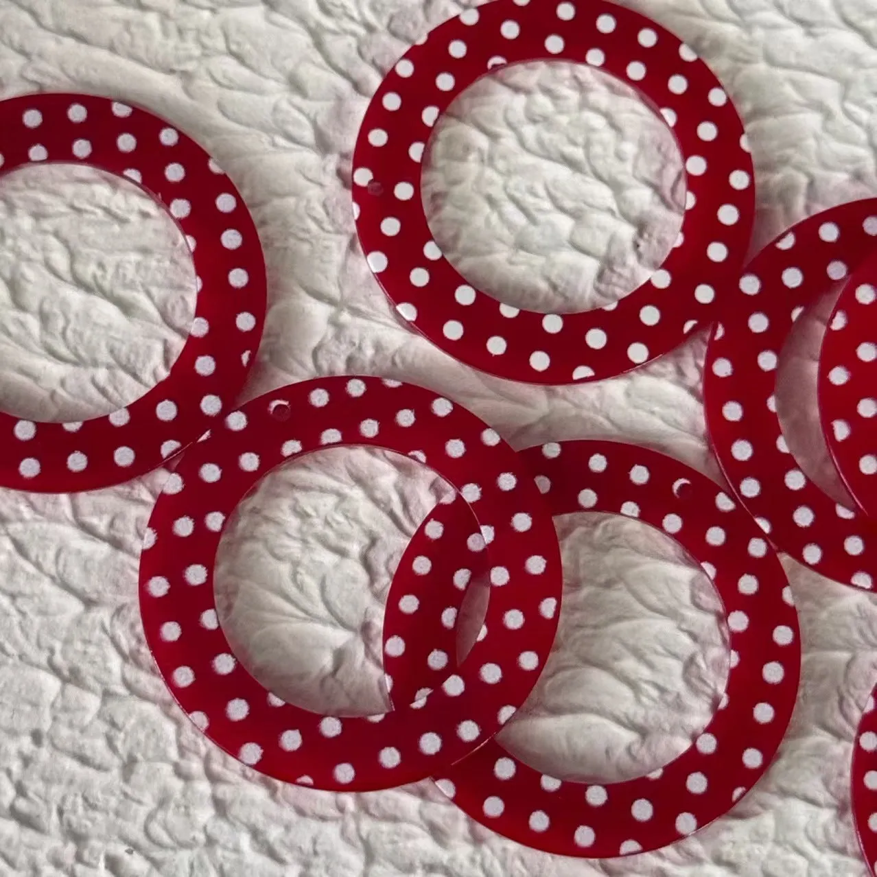 Wholesale Retro Hong Kong style red exaggerated polka dot large hoop earrings