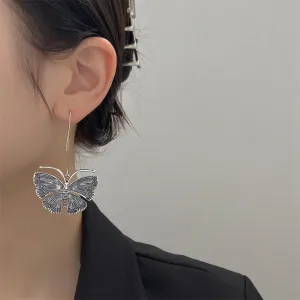 Wholesale Retro Long Butterfly Simple Cold Style Temperament Fashion Personality Metal Distressed Earrings