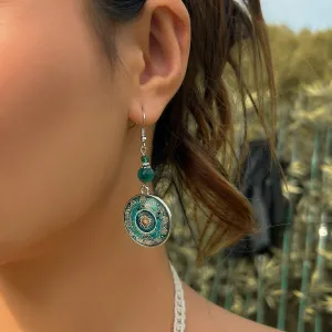 Wholesale retro mandala flower Time Gem ethnic style dream catcher long pendant earrings