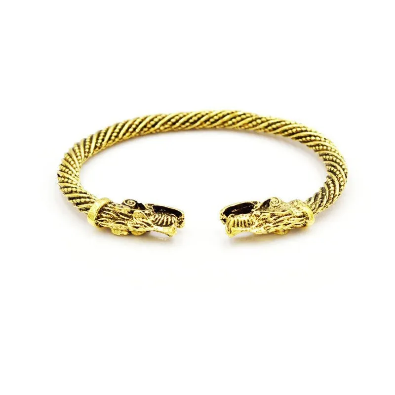 Wholesale Retro Men's Wolf Head Opening Bracelet