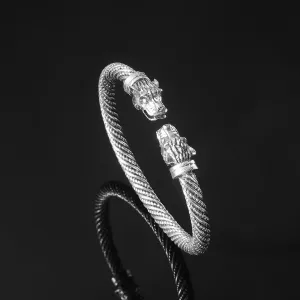 Wholesale Retro Men's Wolf Head Opening Bracelet