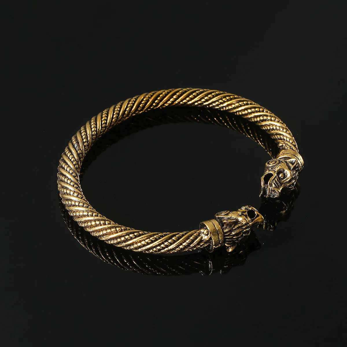 Wholesale Retro Men's Wolf Head Opening Bracelet