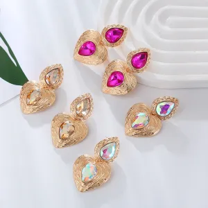 Wholesale Retro Metal Irregular Multi-layered Love Antique Style Golden Earrings