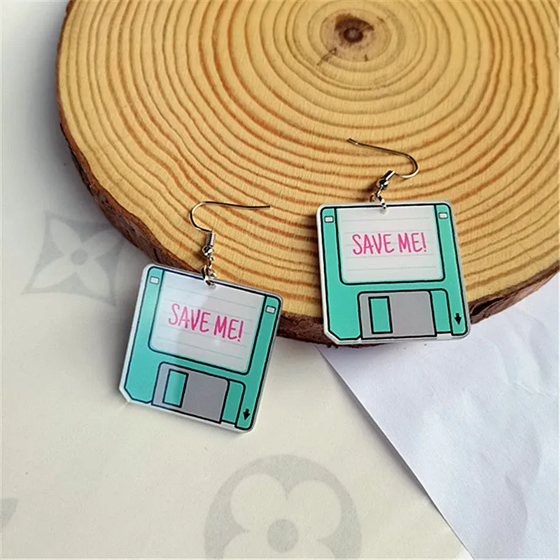 Wholesale Retro Nostalgic Rubik's Cube Game Console Skates Acrylic Earrings