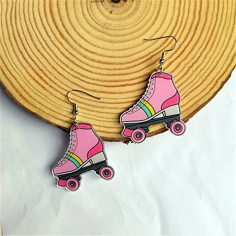 Wholesale Retro Nostalgic Rubik's Cube Game Console Skates Acrylic Earrings