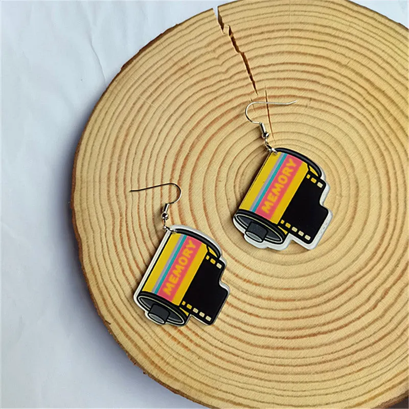 Wholesale Retro Nostalgic Rubik's Cube Game Console Skates Acrylic Earrings