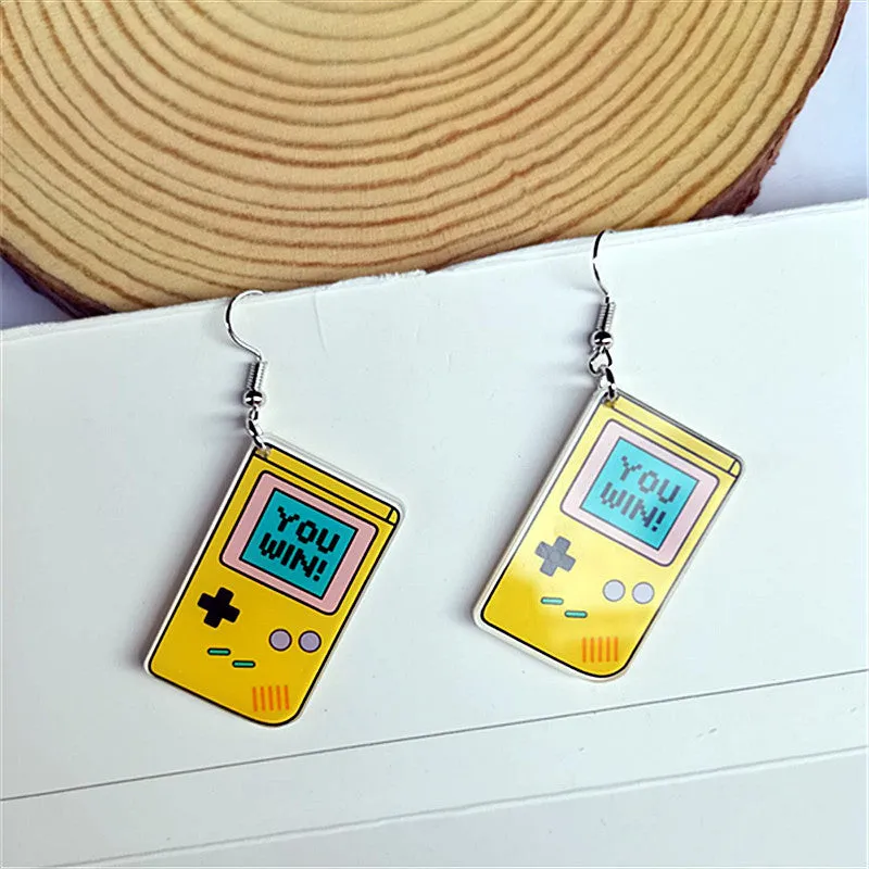 Wholesale Retro Nostalgic Rubik's Cube Game Console Skates Acrylic Earrings